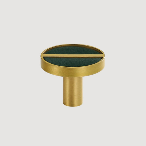 Pomolo 1076 | Ottone + Pelle | Verde