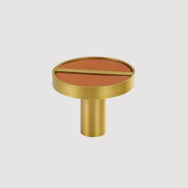 Knopf 1076 | Messing + Leder | Tan