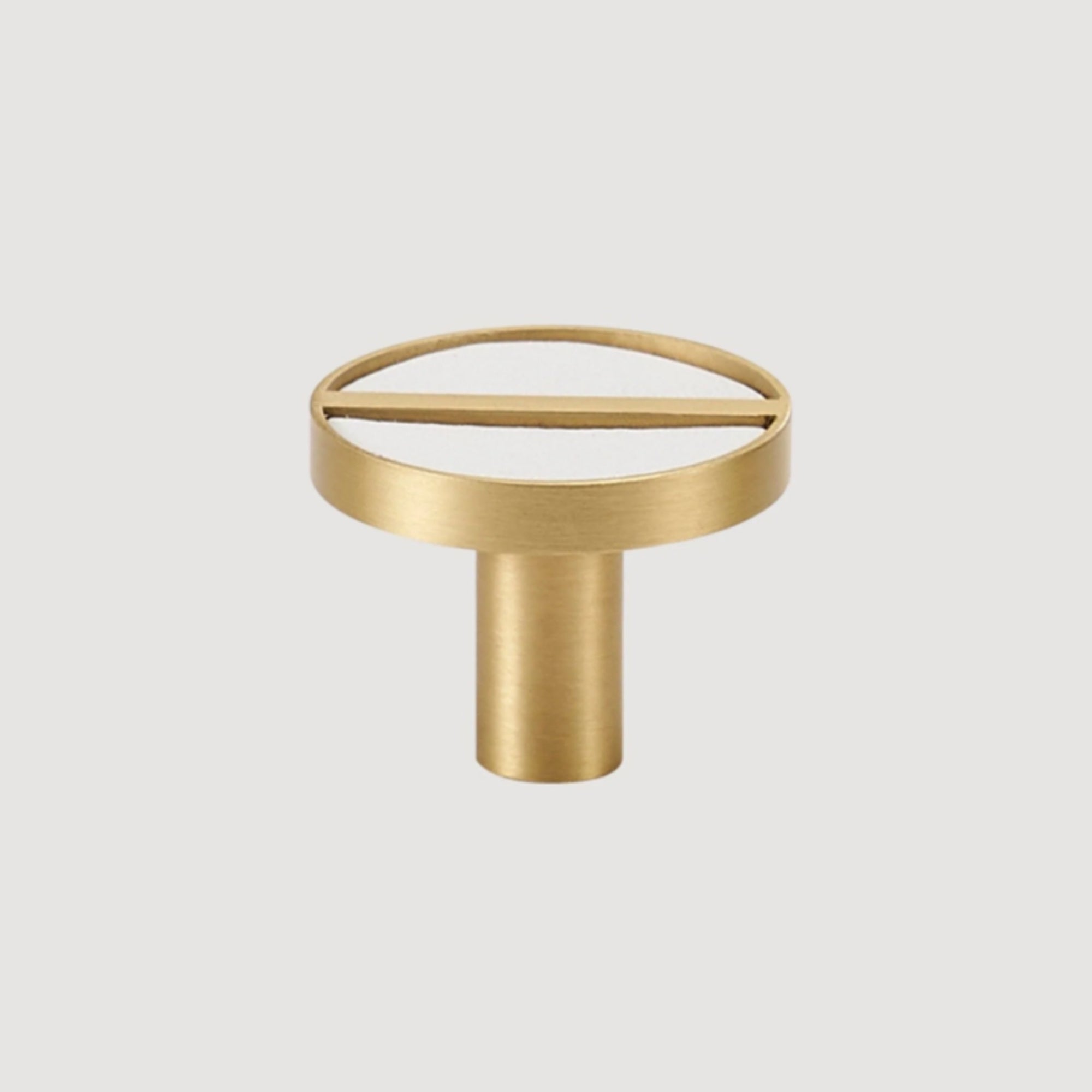 Knob 1076 | Brass + Leather | White