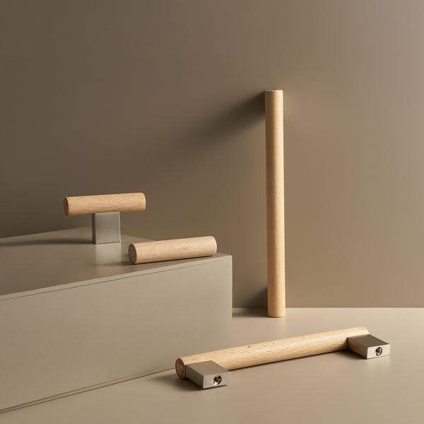 Handle CH076 | Beech Wood + Nickel